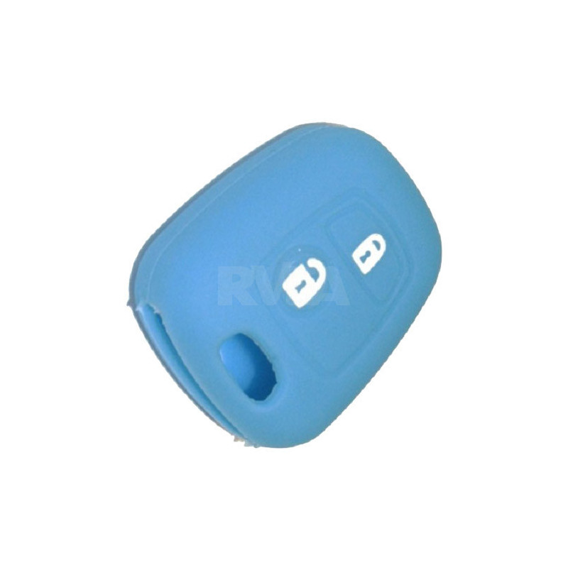 Housse silicone bleu pour coque de clé 2 boutons Peugeot 106, 206, 307
